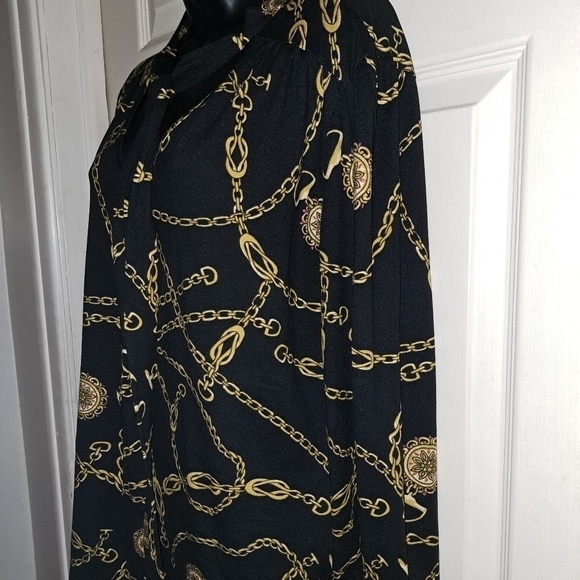 Roz&Ali woman chain Print blouse ties At neck size large 5/$25 - Picture 5 of 7